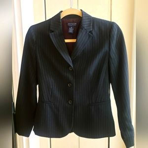 Blazer, 0P, Strip, blue, lined, office, formal, jacket, long sleeve